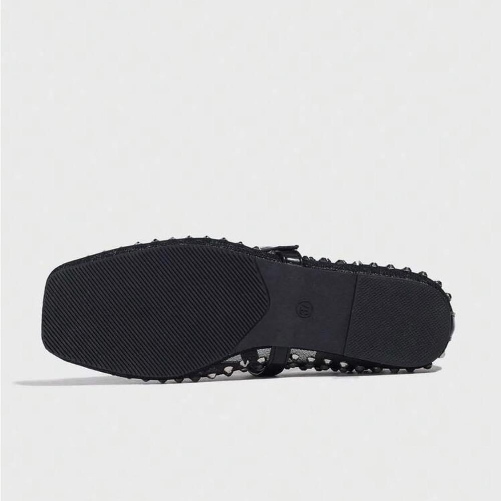 rhinestone Mesh Black Mary Jane Flats - Picture 3 of 4